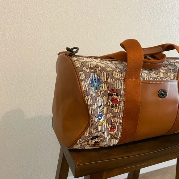 Disney X Coach Duffle In Signature Textile Jacquard With Mickey Mouse And Friend - Picture 3 of 7
